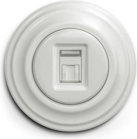 Kliklap - ретро датова розетка с рамка, керамично изпълнение, бяла