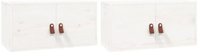 818368 vidaXL Стенни шкафове, 2 бр, бяла, 60x30x30 см, бор масив