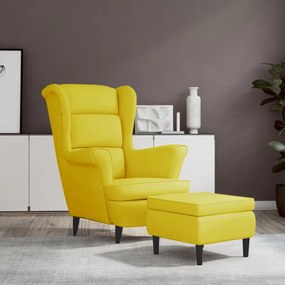 3115938 vidaXL Фотьойл Wingback с табуретка, Горчица жълто, кадифе