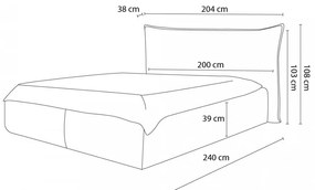 Тъмно сиво тапицирано двойно легло с място за съхранение с решетка 160x200 cm Jade - Bobochic Paris