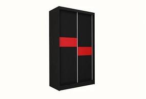Шкаф с плъзгащи врати i ADRIANA, 150x216x61, черно/червено стъкло