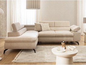 Бежов шенилов ъглов диван (ляв ъгъл L форма) Marbeya – Ropez