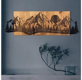 Декорация за стена 75,5x24,5 см планини дърво/метал