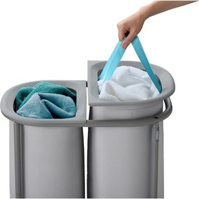 Светлосив текстилен кош за пране 2x40 l Duo – Joseph Joseph