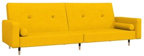 375753 vidaXL 2-местно разтегателно канапе с две възглавници, жълто, кадифе