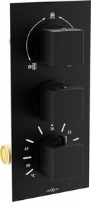 Mexen Cube термостатичен смесител за вана-душ с 3 изхода, черен - 77503-70