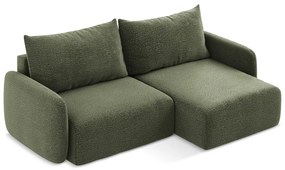 Зелен разтегателен ъглов диван с място за съхранение (десен ъгъл) Kalena – Makamii