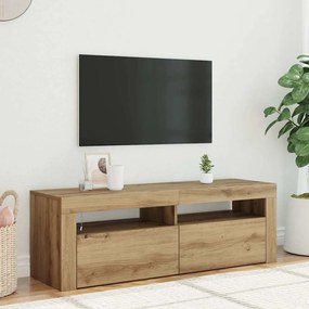 856320 vidaXL ТВ шкаф с LED осветление, 120x35x40 см, инженерно дърво