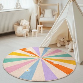 Детски килим подходящ за пране ø100 cm Rainbow Daisy – Mila Home