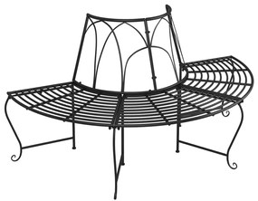 3095717 vidaXL Пейки за около дърво полукръг, 2 бр, Ø159 см, черни, стомана