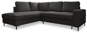 Тъмносив разтегателен ъглов диван от рипсено кадифе (ляв ъгъл) Lofty Lilly – Miuform