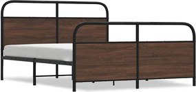 3318664 vidaXL Метална рамка за легло, без матрак, кафяв дъб, 160x200 см