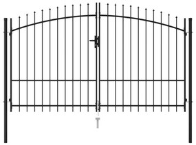 Sonata Оградна порта две врати с остри върхове стомана 3х2 м черна