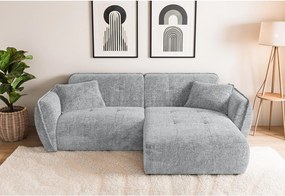 Светлосив шенилов ъглов диван (десен ъгъл) Nelia – Ropez