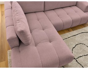 Розов сгъваем/с място за съхранение ъглов диван (ляв ъгъл/L форма) Fuji – Bobochic Paris