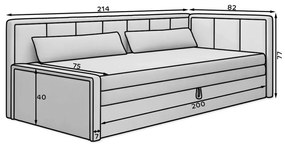 Тъмносив шенилов сгъваем/с място за съхранение диван 214 cm Fulgeo – ELTAP