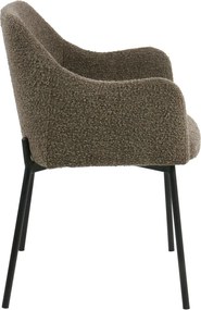 Кафяв тапициран трапезен стол с подлакътници Melilla – House Nordic