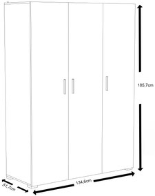 Гардероб с 3-врати Senna S-Mauro - Drus