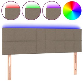 3121614 vidaXL LED горна табла за легло, таупе, 144x5x78/88 см, плат