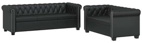 272249 vidaXL Честърфийлд 2-местен и 3-местен диван изкуствена кожа черен
