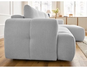 Светлосив сгъваем/с място за съхранение ъглов диван (десен ъгъл) Fuji – Bobochic Paris