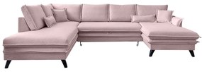 Розов U-образен разтегателен диван, ляв ъгъл Charming Charlie - Miuform
