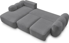 Сив сгъваем/с място за съхранение ъглов диван от прежда с примки от букле (ляв ъгъл) Montaigne – Bobochic Paris