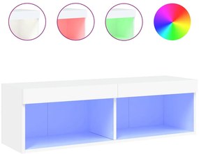 837155 vidaXL ТВ шкаф с LED осветление, бял, 100x30x30 см