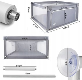 Сиво детско креватче за пътуване 120 x 120 cm