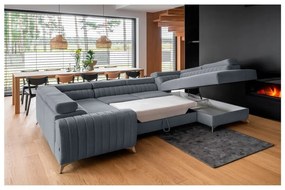 Син сгъваем/с място за съхранение ъглов диван (десен ъгъл/U форма) Louis – ELTAP