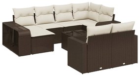 3261303 vidaXL Градински комплект диван с възглавници 11 части кафяв полиратан