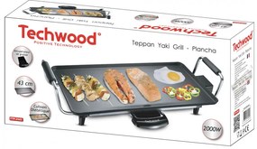 Скара тепаняки Techwood TTP-2343, 2000W, 43x23 см, Незалепващо покритие, Термостат, Черен