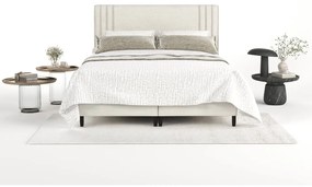 Бежово тапицирано двойно легло с място за съхранение 140x200 cm Musca – Maison de Rêve