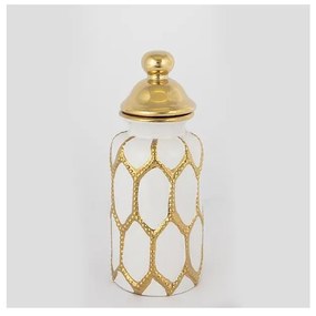 Керамичен буркан 31x12,5 см златист/бял