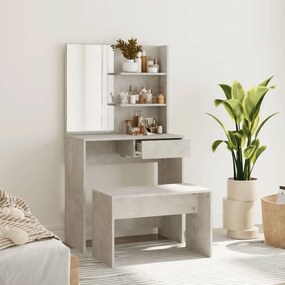 3114142 vidaXL Комплект тоалетка, Бетонно сиво, 74,5x40x141 см