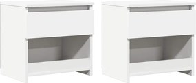 803444 vidaXL Нощни шкафчета, 2 бр, бели, 40x30x39 см, инженерно дърво