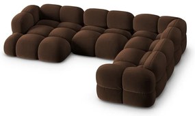 Тъмнокафяв кадифен ъглов диван (десен ъгъл/U форма) Loretto – Cosmopolitan Design