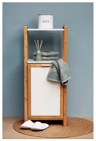 Бамбукова етажерка за баня в бял и естествен цвят 40x95 cm Finja - Wenko