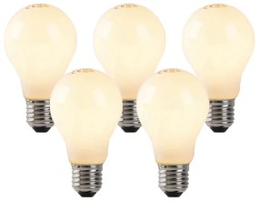 Комплект от 5 броя LED крушки с пламък E27, опалово стъкло, 3W, 250lm, 2200K
