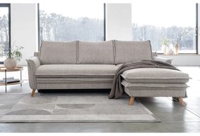 Сиво-бежов разтегателен/с място за съхранение ъглов диван (десен ъгъл) Charming Charlie – Miuform