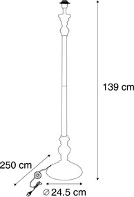 Класическа подова лампа черна без абажур - Classico