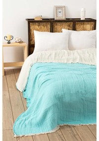 Тюркоазено муселиново покривало за легло 170x250 cm Muslin – Mijolnir