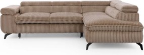 Кафяв ъглов диван от рипсено кадифе (десен ъгъл L форма) Marbeya – Ropez