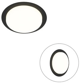 Модерна таванна лампа черна кръгла с LED IP44 - Lys