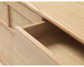 Нисък скрин от декор от дъб с плъзгащи се врати в естествен цвят 180x80 cm Barrali – Unique Furniture