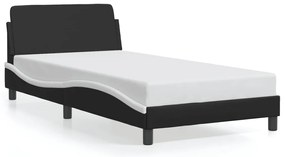 373143 vidaXL Рамка за легло с табла, черна, бяла, 100x200см, изкуствена кожа