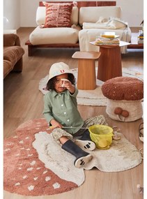 Памучен ръчно изработен детски килим подходящ за пране в тухлен и кремав цвят 120x120 cm Boletus – Lorena Canals