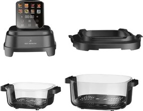Фритюрник с горещ въздух Just Perfecto JP-AF4GL, 1500 W, 1.5/4 л, 8 програми, 80-200 C, 360° Hot Air Circulation, Термоустойчива стъклена конструкция, Черен