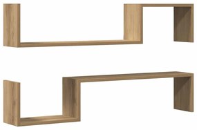 856613 vidaXL Стенни рафтове 2 бр дъб артизан 100x15x20см инженерно дърво