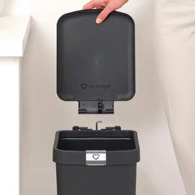 Кош за боклук с педал Brabantia StepUp 1008479, 16 л, Екологични материали, Голям отвор, Тъмносив